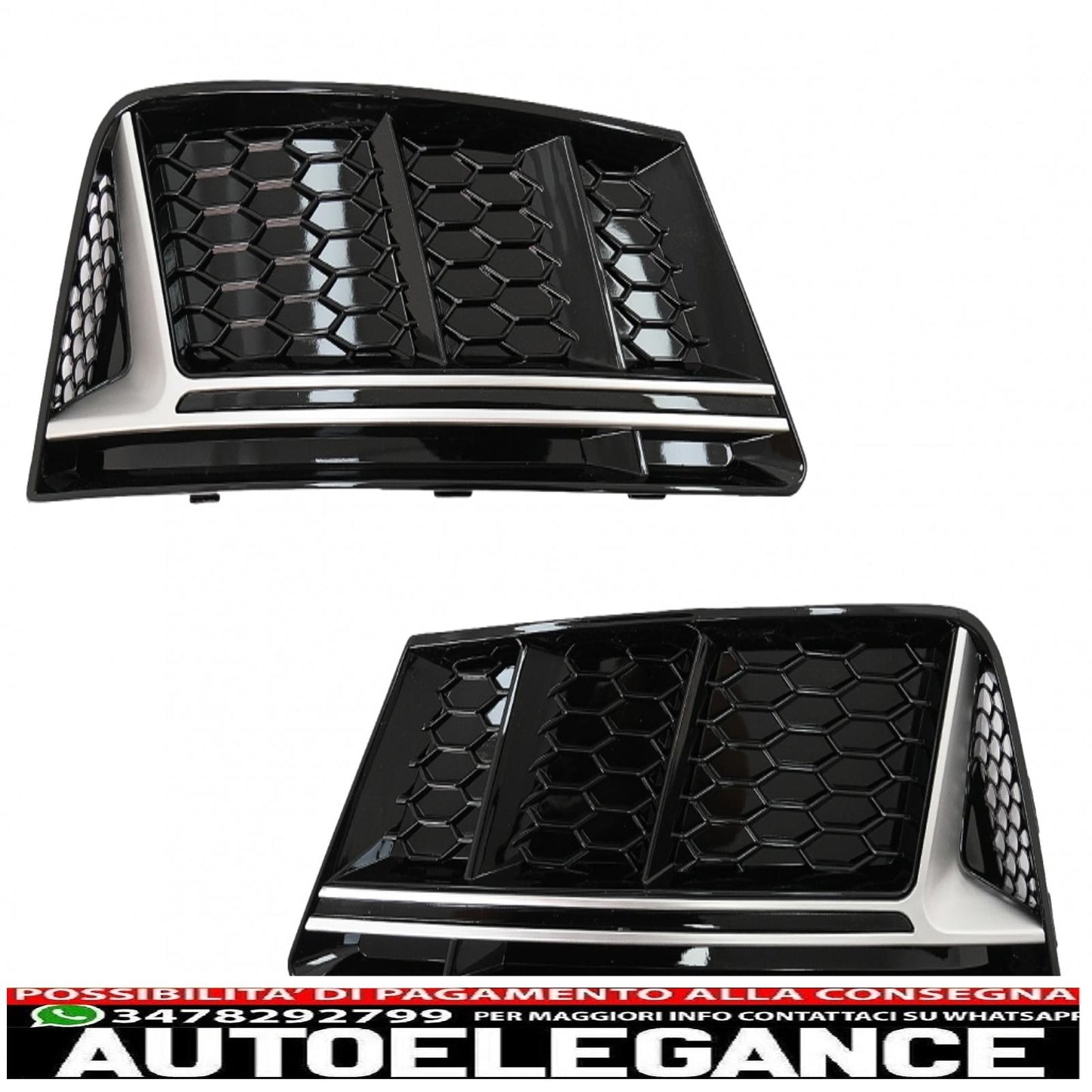 coperture inferiori della griglia del paraurti griglie laterali adatte per audi a4 b9 berlina avant (2016-2018) rs4 design silver edition AUTOELEGANCERICAMBI