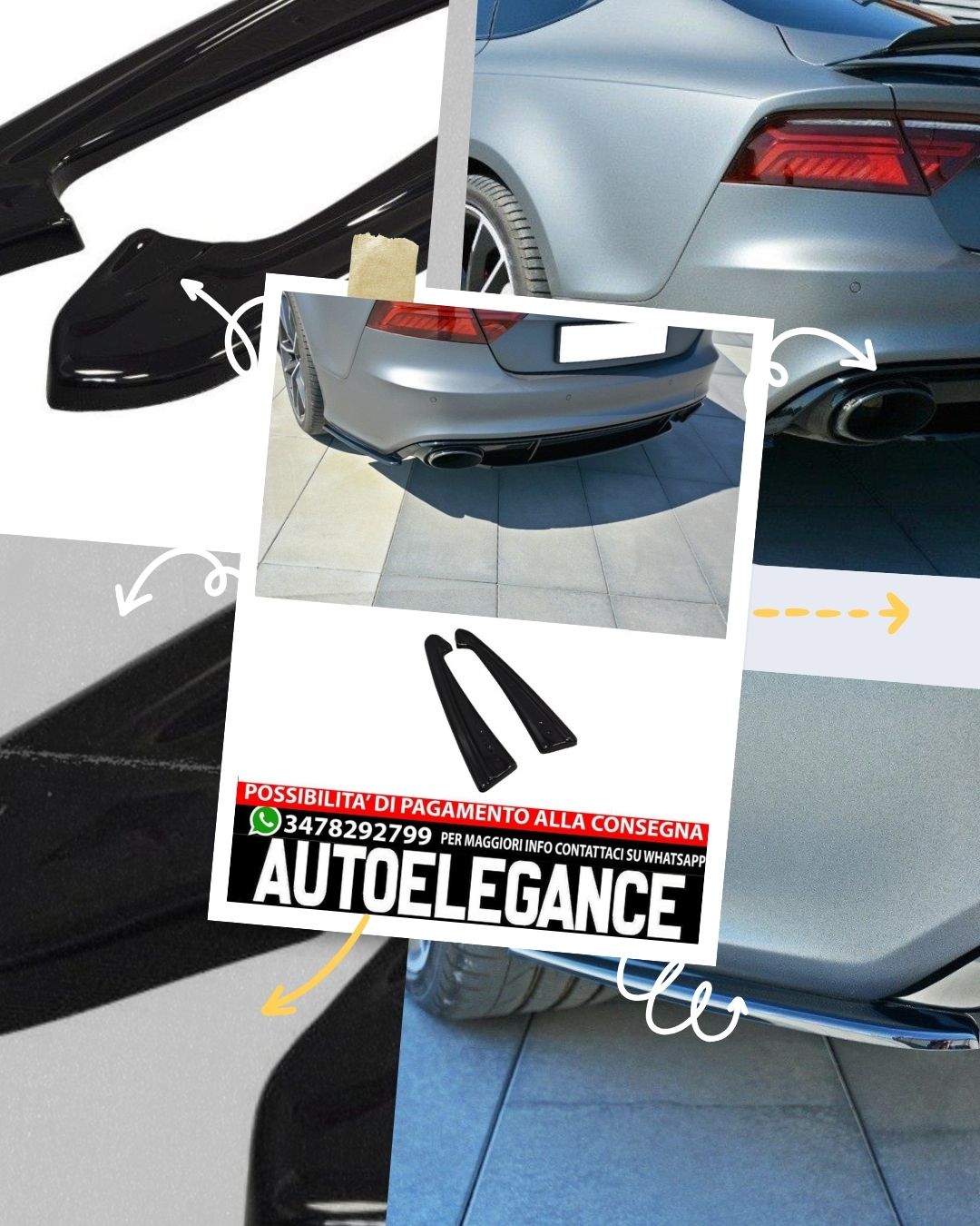 SPLITTER LATERALI POSTERIORI adatto compatibile per V.1 AUDI RS7 C7 FL (2014-2017)