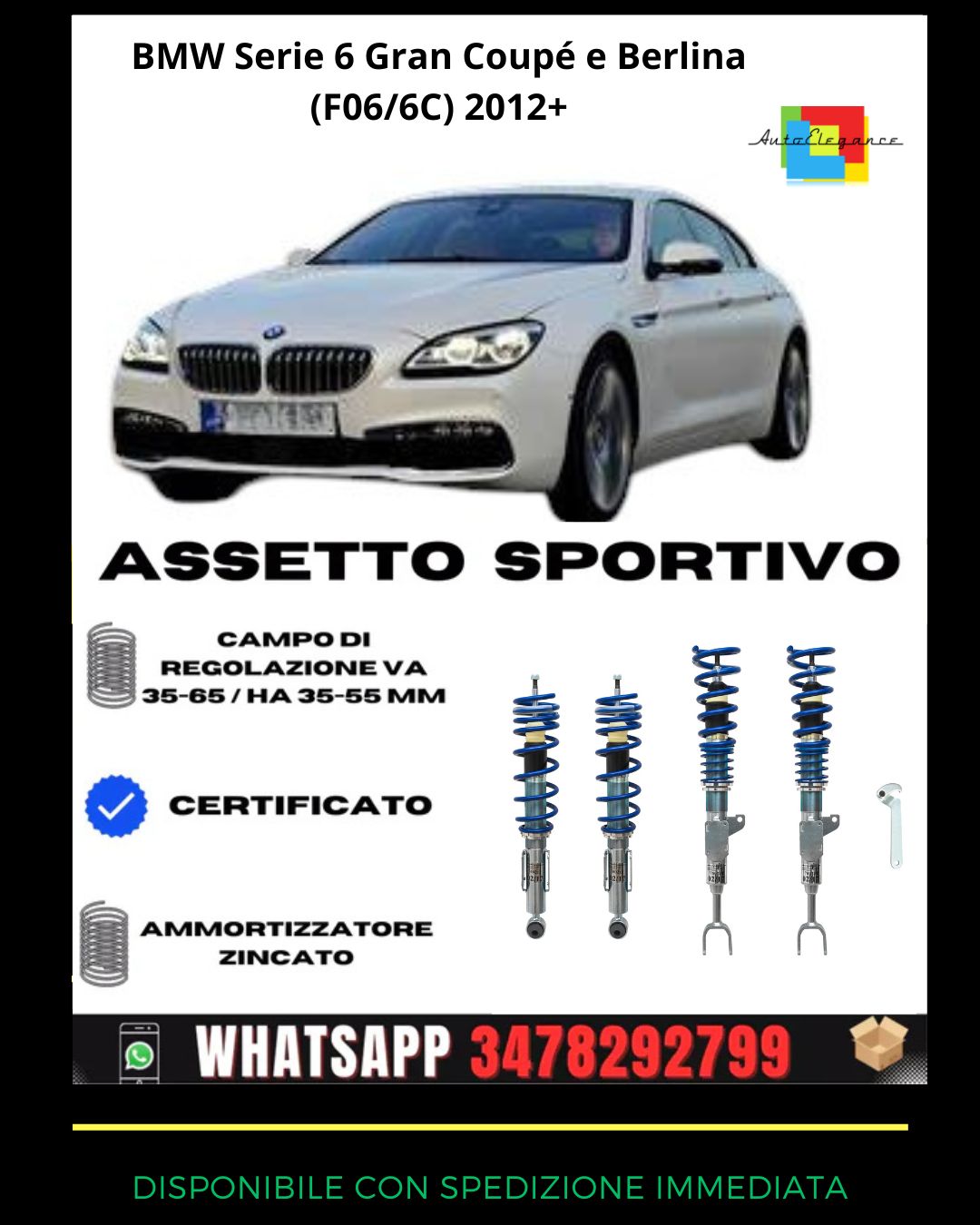 🔥Assetto sportivo adatto per BMW Serie 6 Gran Coupé e Berlina (F06/6C)  2012+🔥