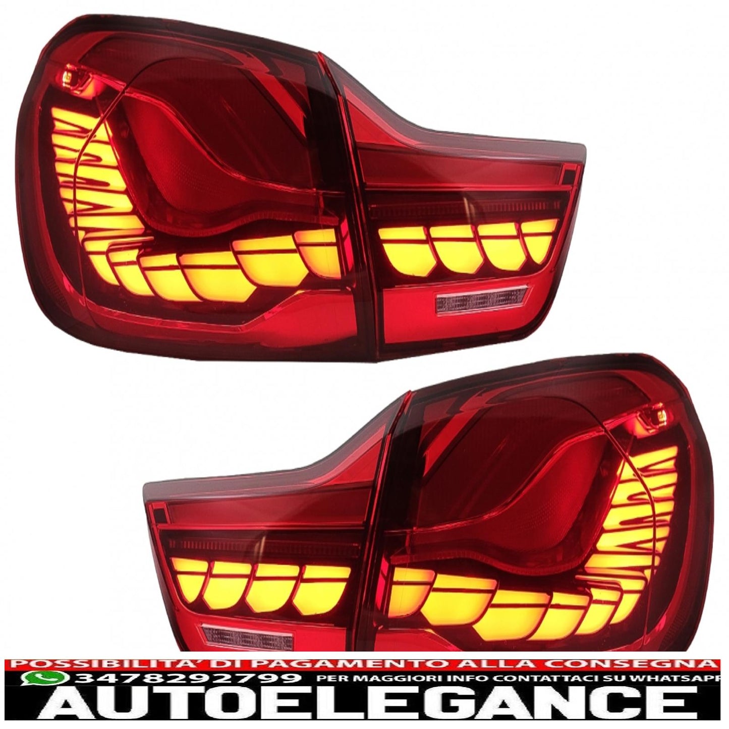 fanali posteriori oled adatti per bmw serie 4 f32 f33 f36 m4 f82 f83 (2013-03.2019) rosso trasparente con luce di svolta sequenziale dinamica