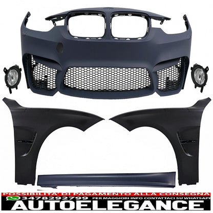 kit carrozzeria adatto per paraurti BMW serie 3 F30 F31 (2011-2019) con parafanghi anteriori e minigonne laterali design M3