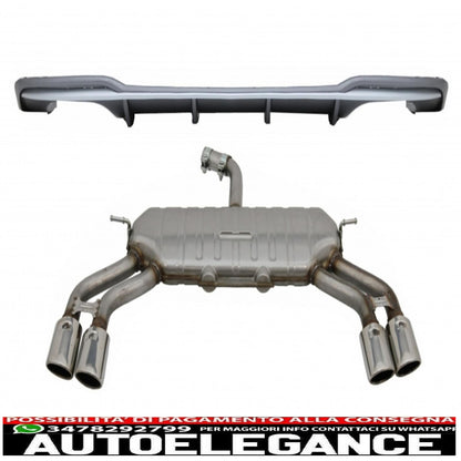 Diffusore a mantovana per paraurti posteriore con sistema di scarico adatto per audi a3 8v restyling berlina convertibile (2016-2019) design s3 solo per s line