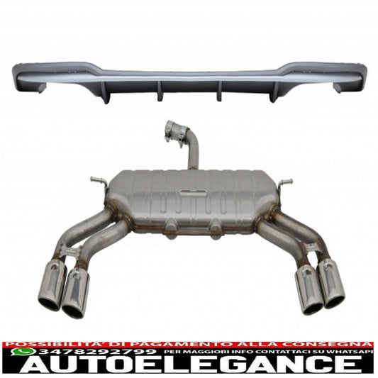 Diffusore a mantovana per paraurti posteriore con sistema di scarico adatto per audi a3 8v restyling berlina convertibile (2016-2019) design s3 solo per s line
