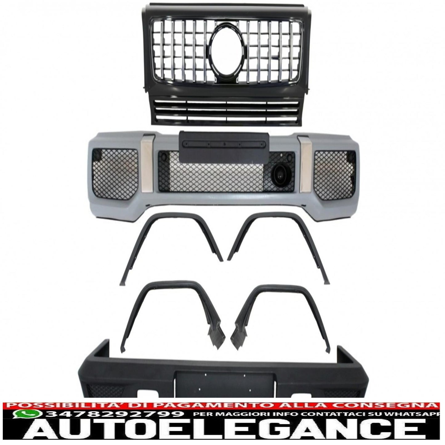 Complete conversion body kit suitable for mercedes g-class w463 (1989-2017) g63 g65 with gt-r design panamericana front grille 