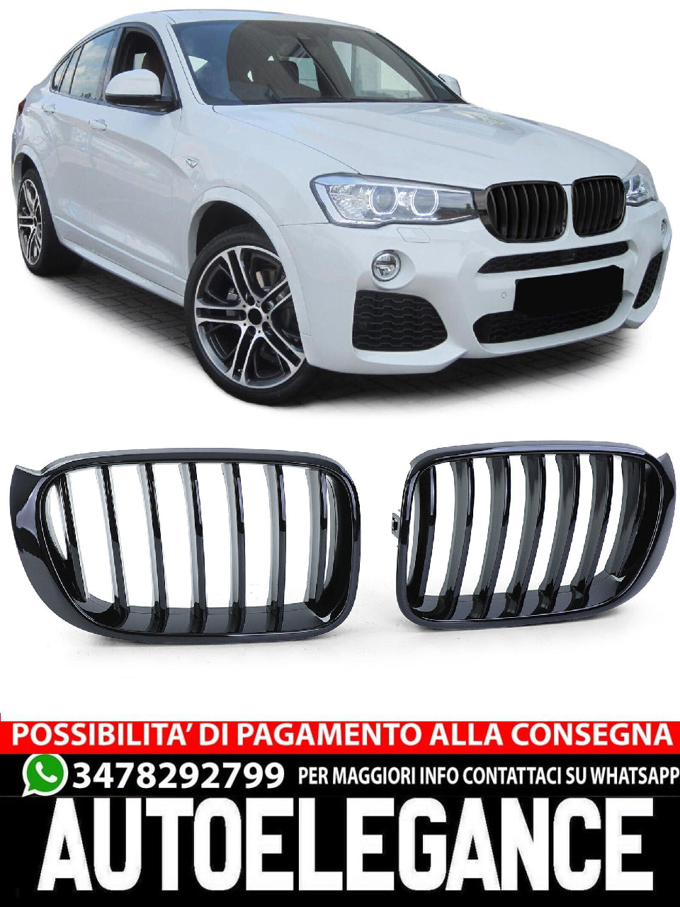Griglia Elettrica Performance Nero Lucido aftermarket compatibile con BMW X3 F25 X4 F26 dal 14