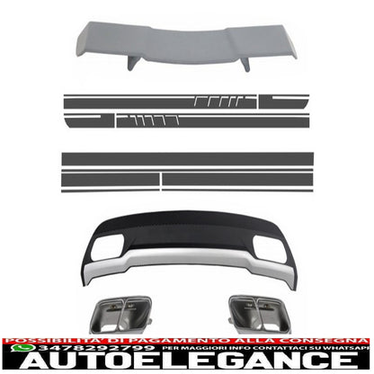 air diffuser with exhaust tips spoiler and stickers for mercedes a class w176 (2012-2018) sport pack