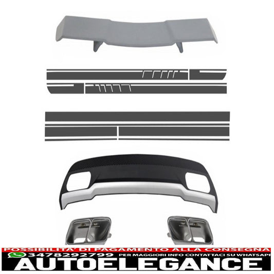 air diffuser with exhaust tips spoiler and stickers for mercedes a class w176 (2012-2018) sport pack
