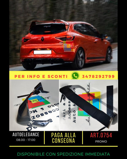 🔥0754 SPOILER CLIO 5 2019+ STANDARD LOOK RS NERO LUCIDO🔥