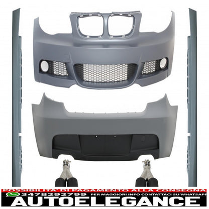complete body kit with double carbon tailpipes suitable for bmw 1 series e87 hatchback (2004-2011) m-technik m sport design without pdc