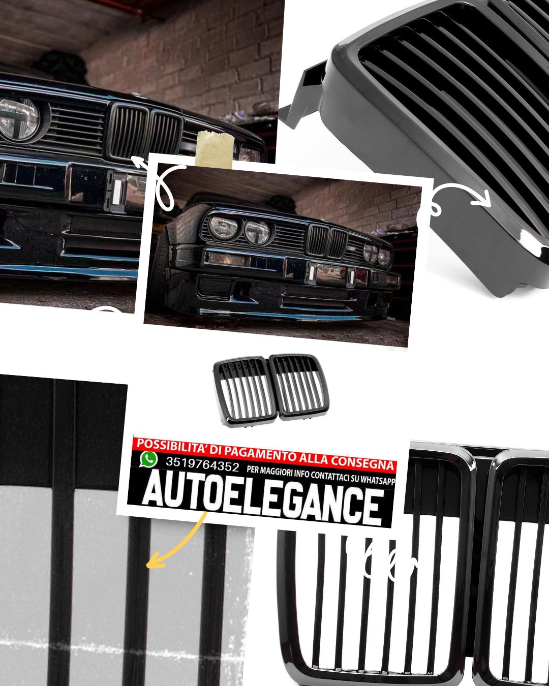 Griglia per reni griglia a ponte singola adatta per BMW Serie 3 E30 1982-1992