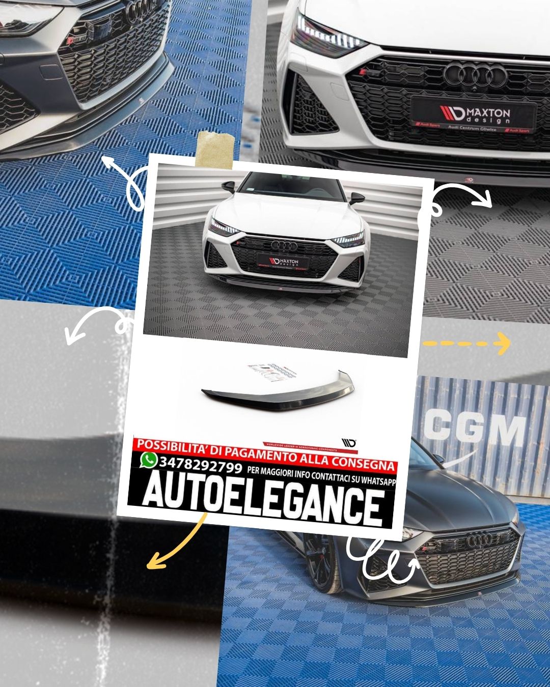 SPLITTER ANTERIORE adatto compatibile per V.3 AUDI RS6 C8 / RS7 C8 (2019 - )