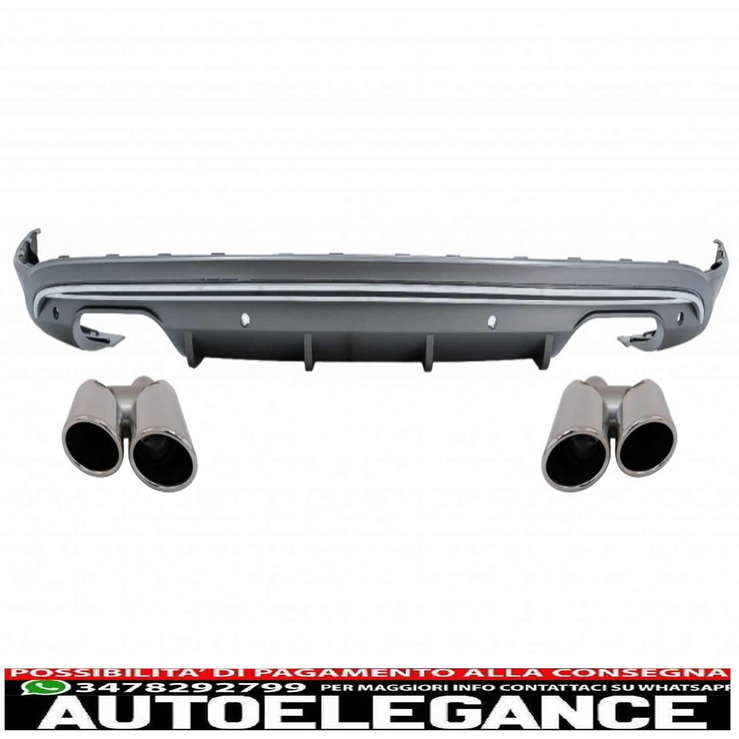 Diffusore mantovana paraurti posteriore con terminali marmitta di scarico adatto per audi q5 8r (2009-2016) grigio platino cromato