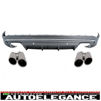 Diffusore mantovana paraurti posteriore con terminali marmitta di scarico adatto per audi q5 8r (2009-2016) grigio platino cromato