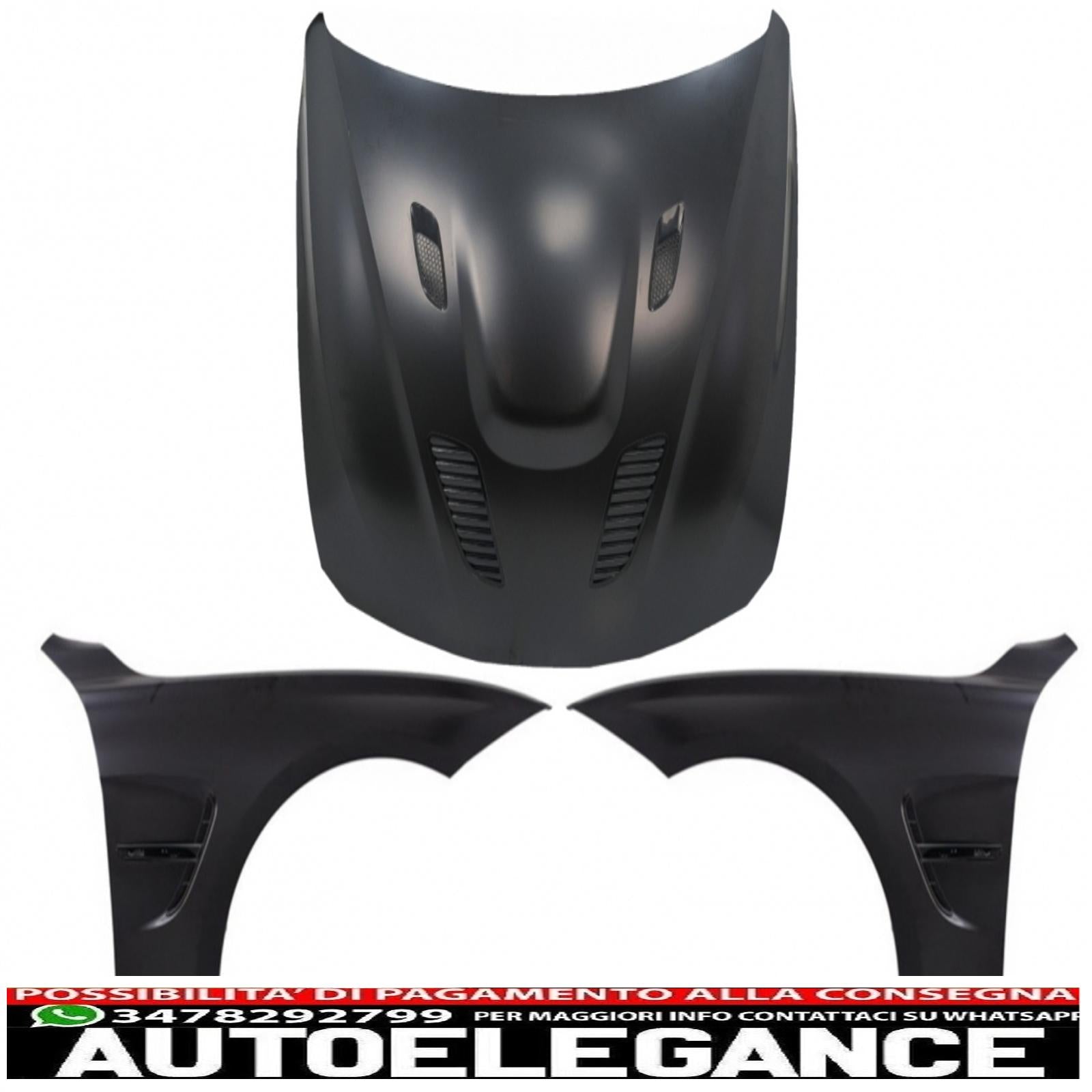 cofano cofano con parafanghi anteriori nero adatto a bmw serie 3 f30 f31 (2011-2019) m3 gts look AUTOELEGANCERICAMBI