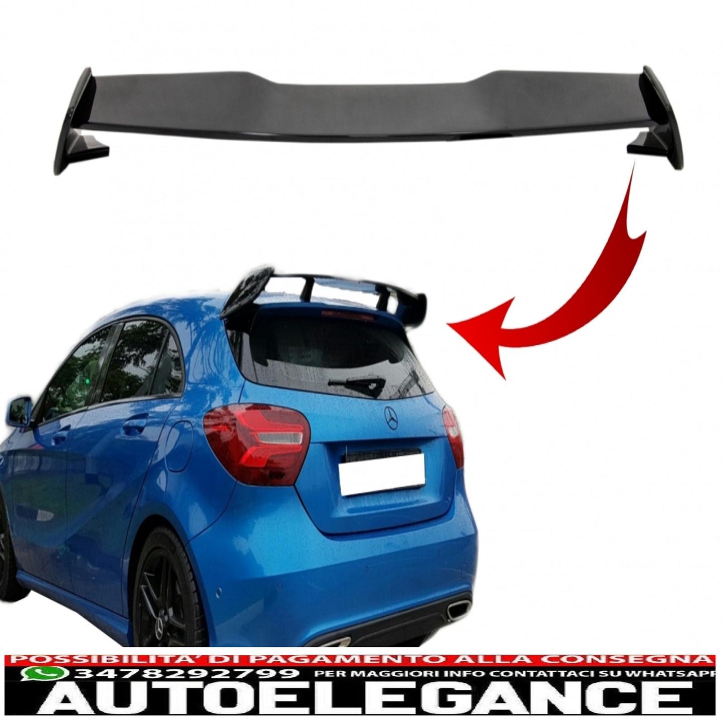Trunk Lid Spoiler Suitable for Mercedes A-Class W176 (2012-2018) A45 Design Piano Black