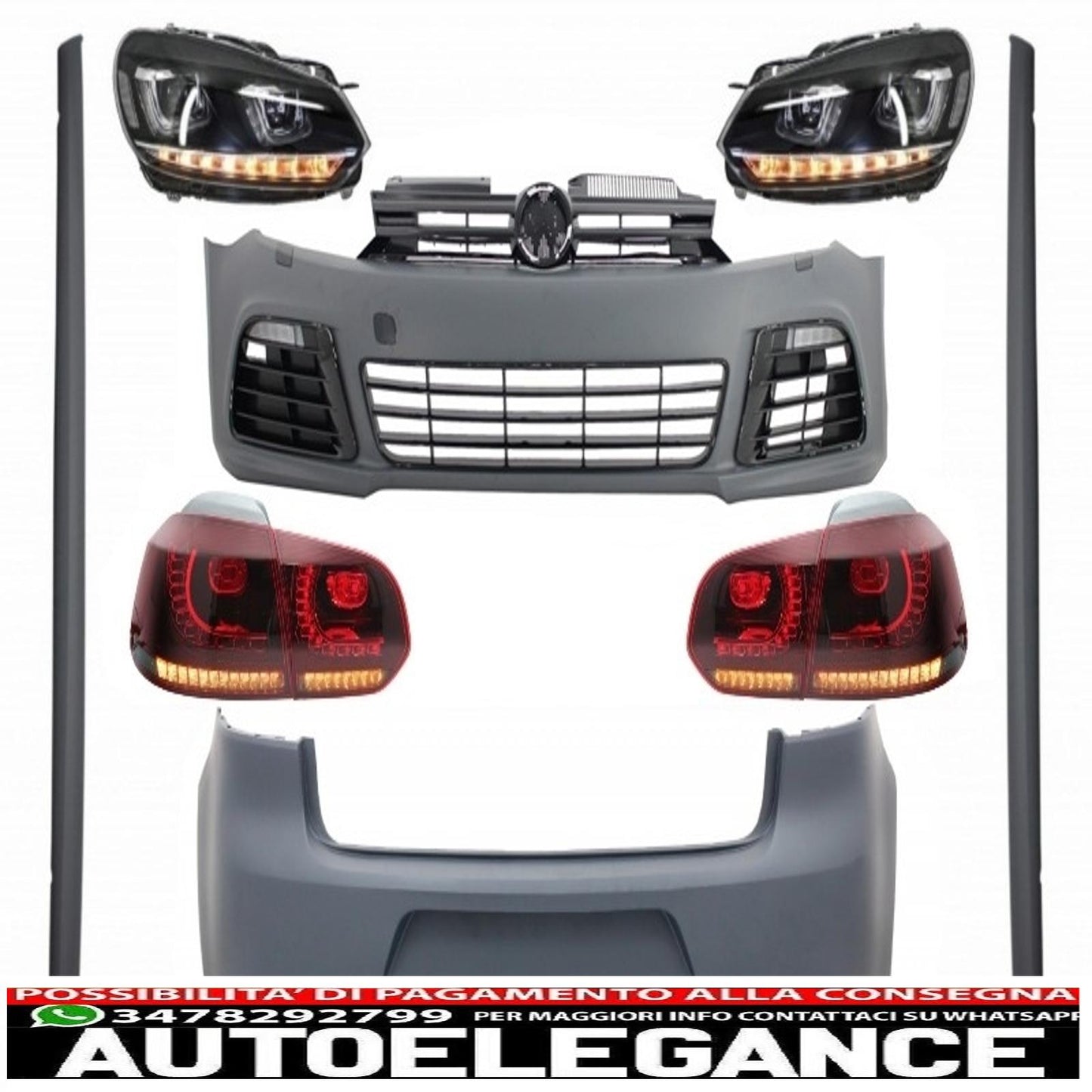 complete body kit suitable for vw golf vi 6 mk6 (2008-2013) r20 design with headlights and rear lights dynamic cornering light