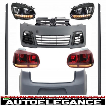 complete body kit suitable for vw golf vi 6 mk6 (2008-2013) r20 design with headlights and rear lights dynamic cornering light