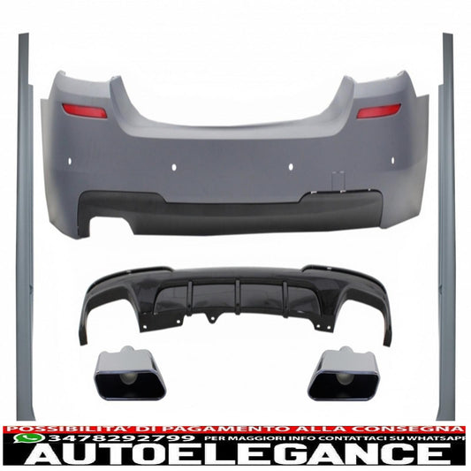 paraurti posteriore e minigonne laterali con diffusore e terminali di scarico cromati adatti per BMW Serie 5 F10 (2011-2017) design M-Performance