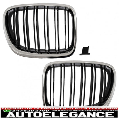 Center double kidney grille suitable for bmw 5 series f10 f11 (2010-2017) piano chrome frame double black stripe