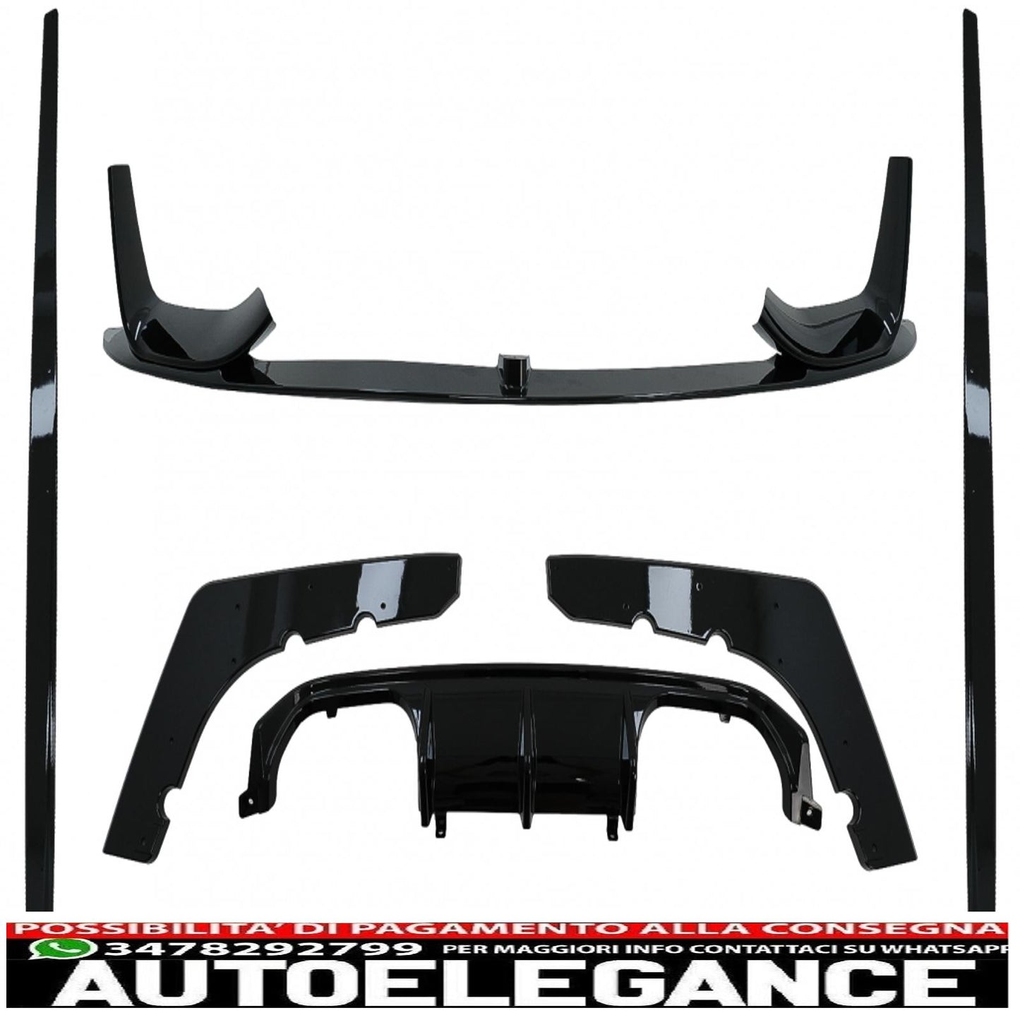 Aerodynamic Body Kit Front Bumper Lip &amp; Air Diffuser Fit For BMW F80 M3 Sedan F82 M4 Coupe (2014-2019) M Sport Design Piano Black