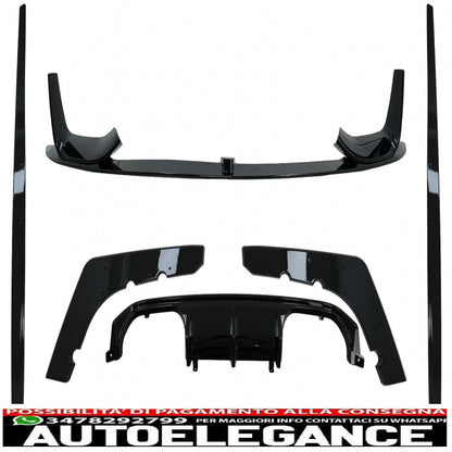 Aerodynamic Body Kit Front Bumper Lip &amp; Air Diffuser Fit For BMW F80 M3 Sedan F82 M4 Coupe (2014-2019) M Sport Design Piano Black