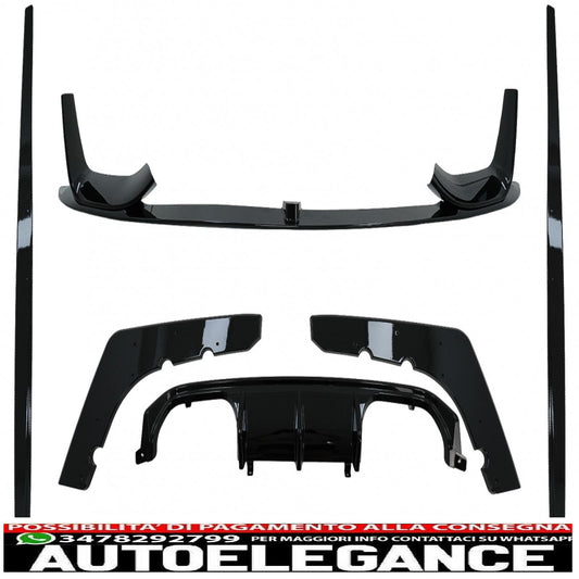 Aerodynamic Body Kit Front Bumper Lip &amp; Air Diffuser Fit For BMW F80 M3 Sedan F82 M4 Coupe (2014-2019) M Sport Design Piano Black