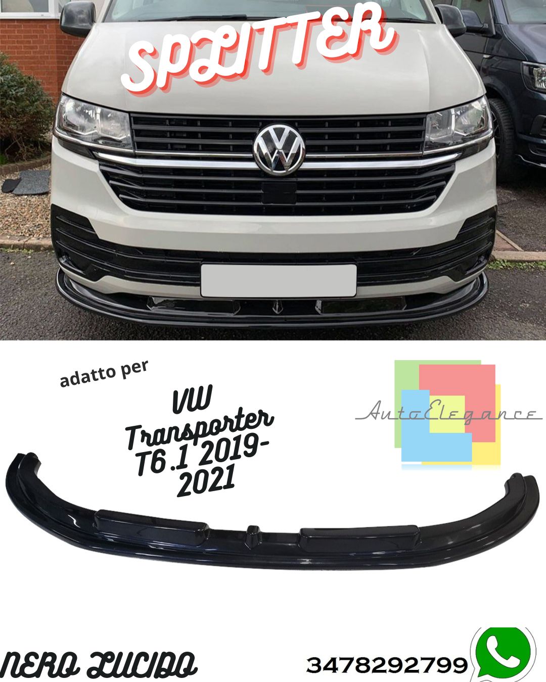 Splitter Anteriore VOLKSWAGEN Transporter T6.1 2019-2021 Con ABE TÜV