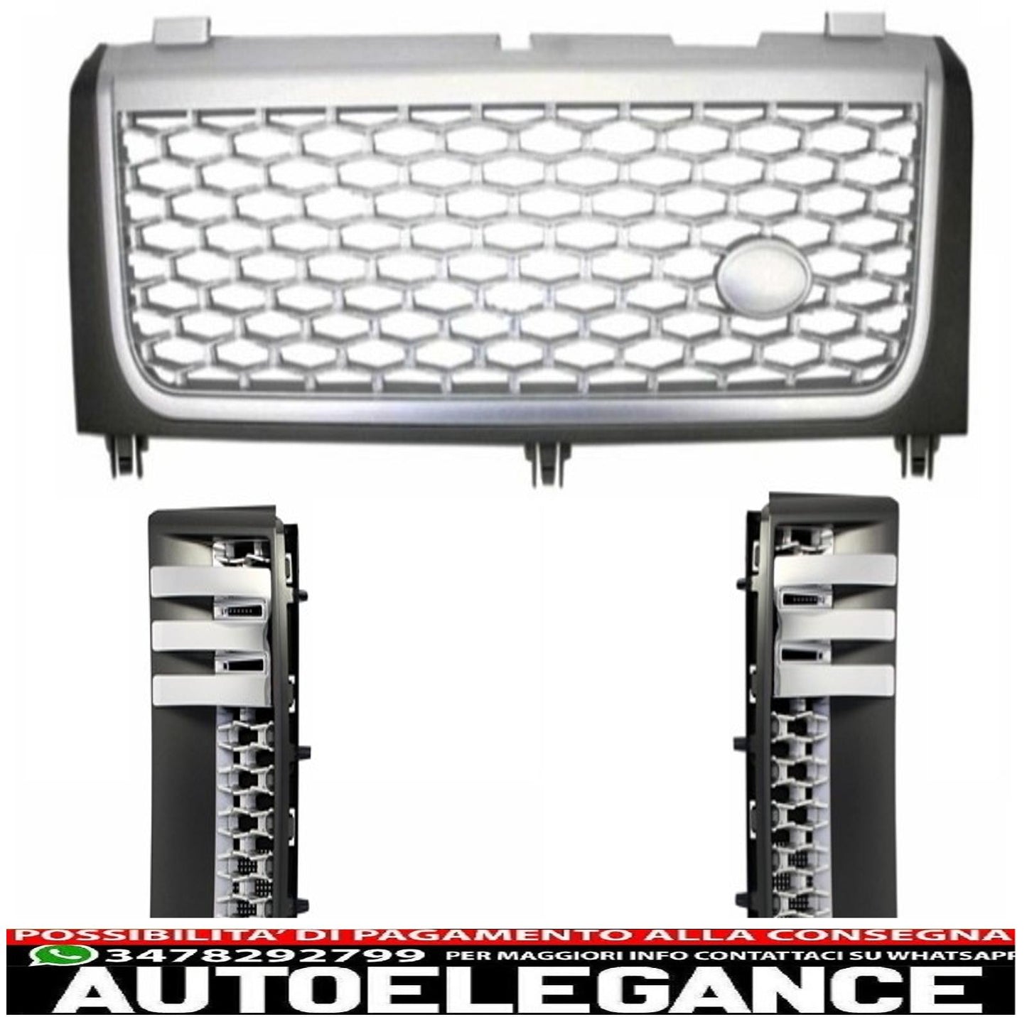 Central grille and side vents suitable for Land Rover Vogue III L322 (2002-2005) Silver Autobiography Supercharged Edition