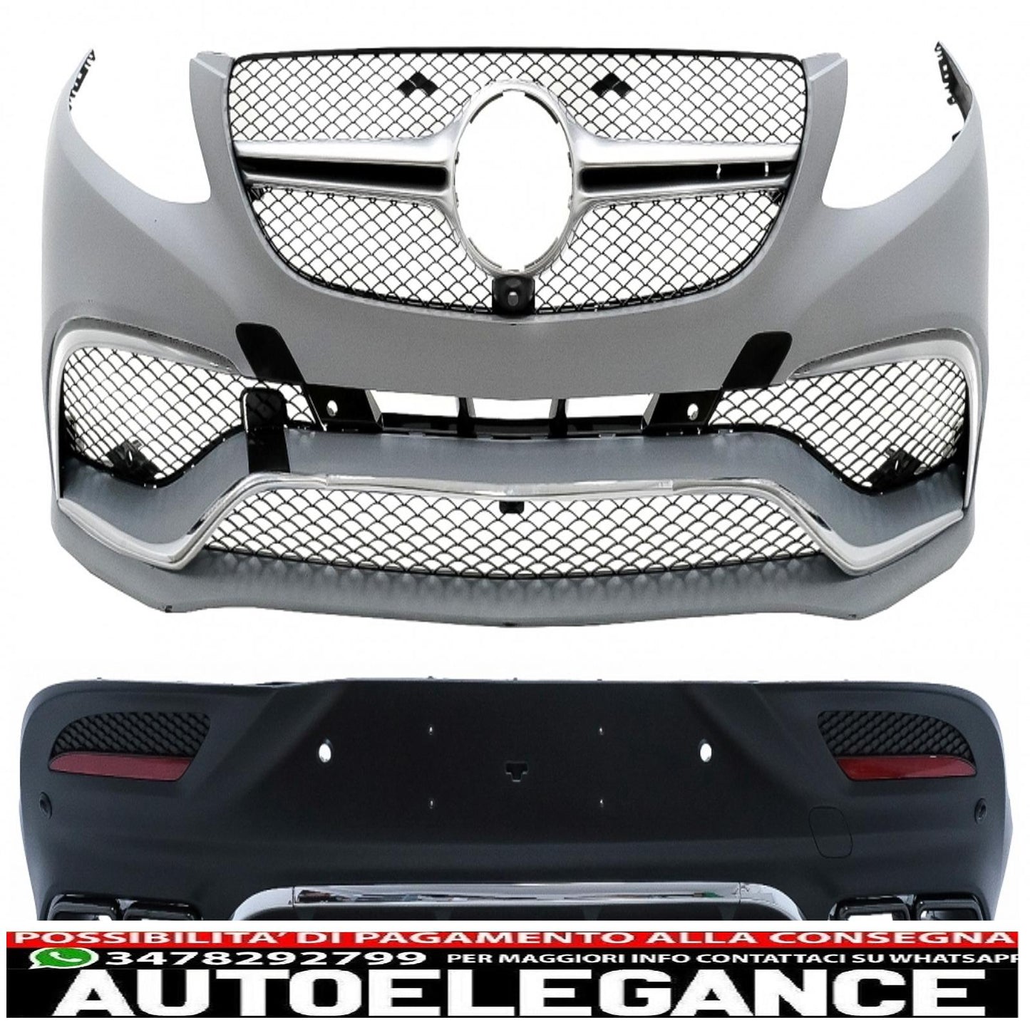 body kit suitable for mercedes gle coupe c292 sport line (2015-2019) with black exhaust tips