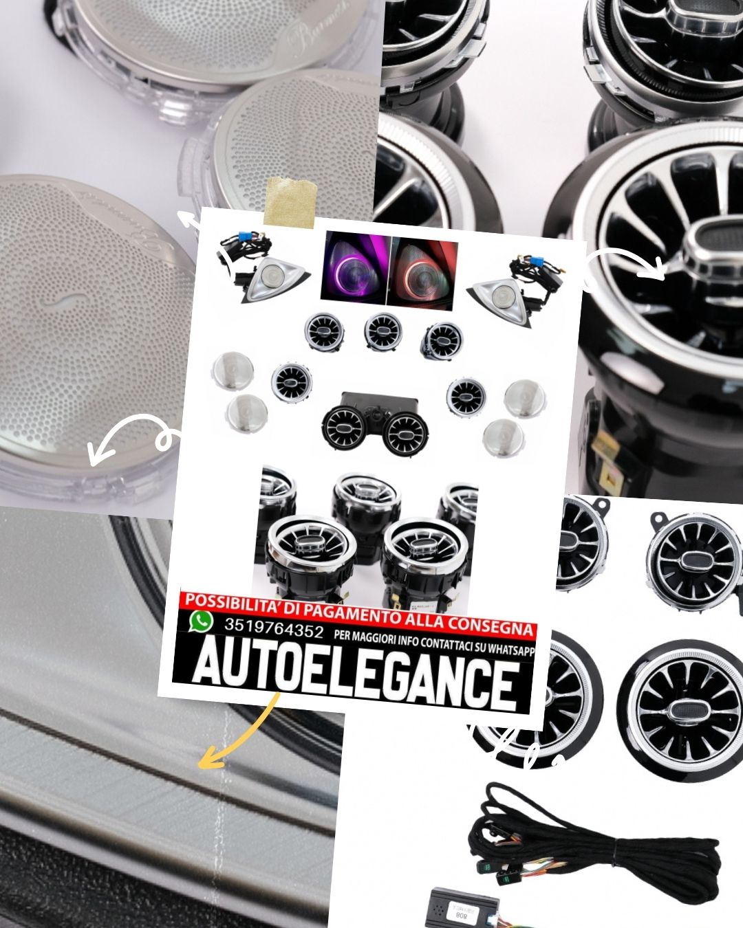 Kit Griglie di Sfiato AC Copertura Altoparlante 4D Mercedes Classe C W205 18/20