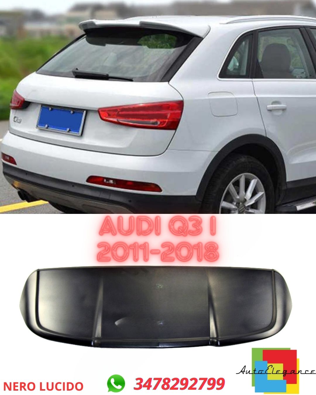 ✨SPOILER NERO LUCIDO ADATTO PER Audi Q3 I 2011-2018✨