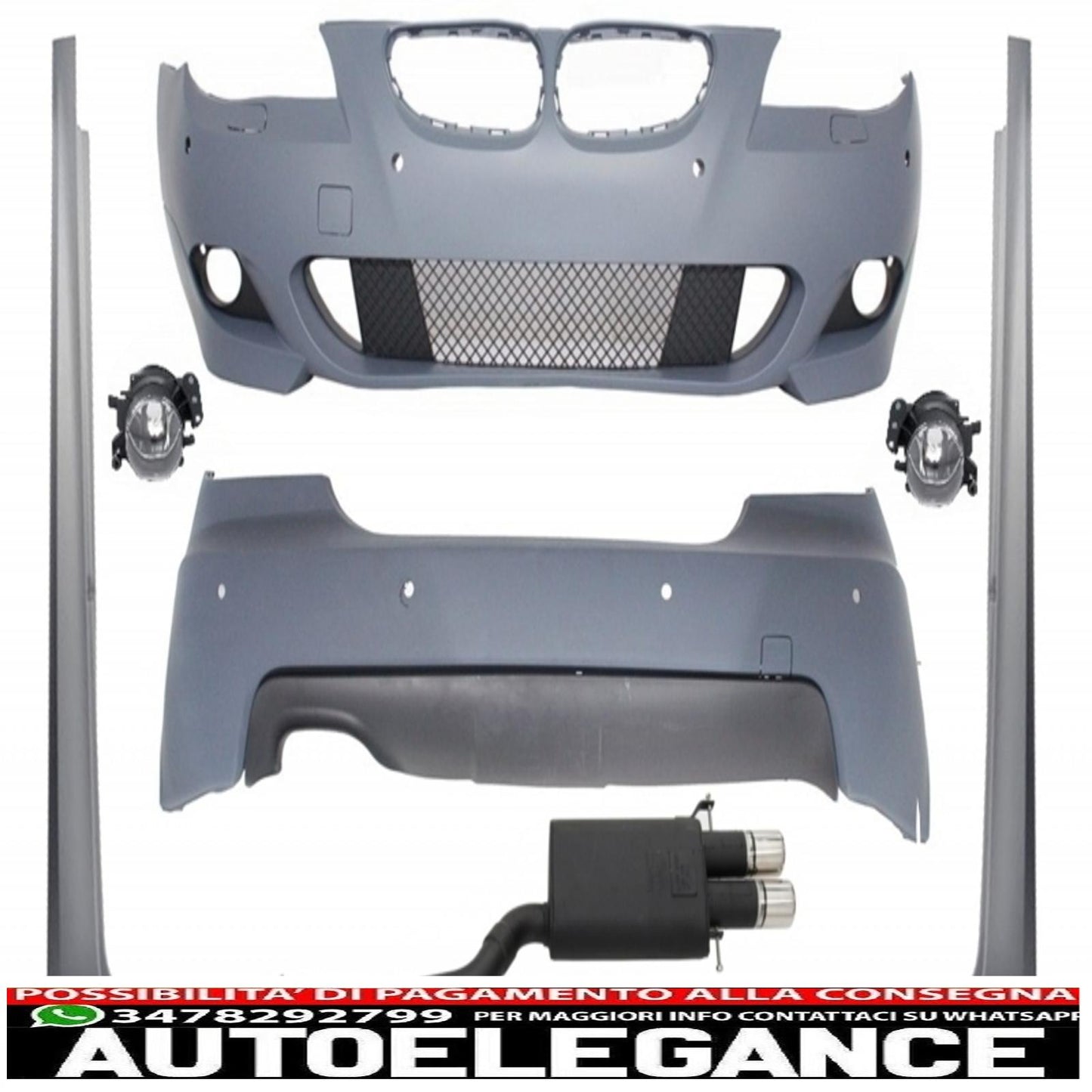 kit carrozzeria con sistema di scarico doppi terminali di scarico sportivi adatti per bmw e60 serie 5 (2007-2010) m-technik design pdc 18mm