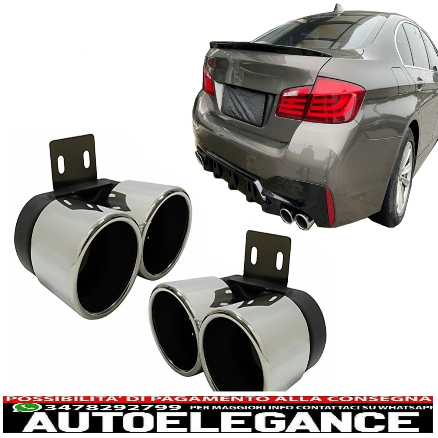 Exhaust muffler tips suitable for bmw 5 series f10 f11 (2011-2017) m5 lci chrome design