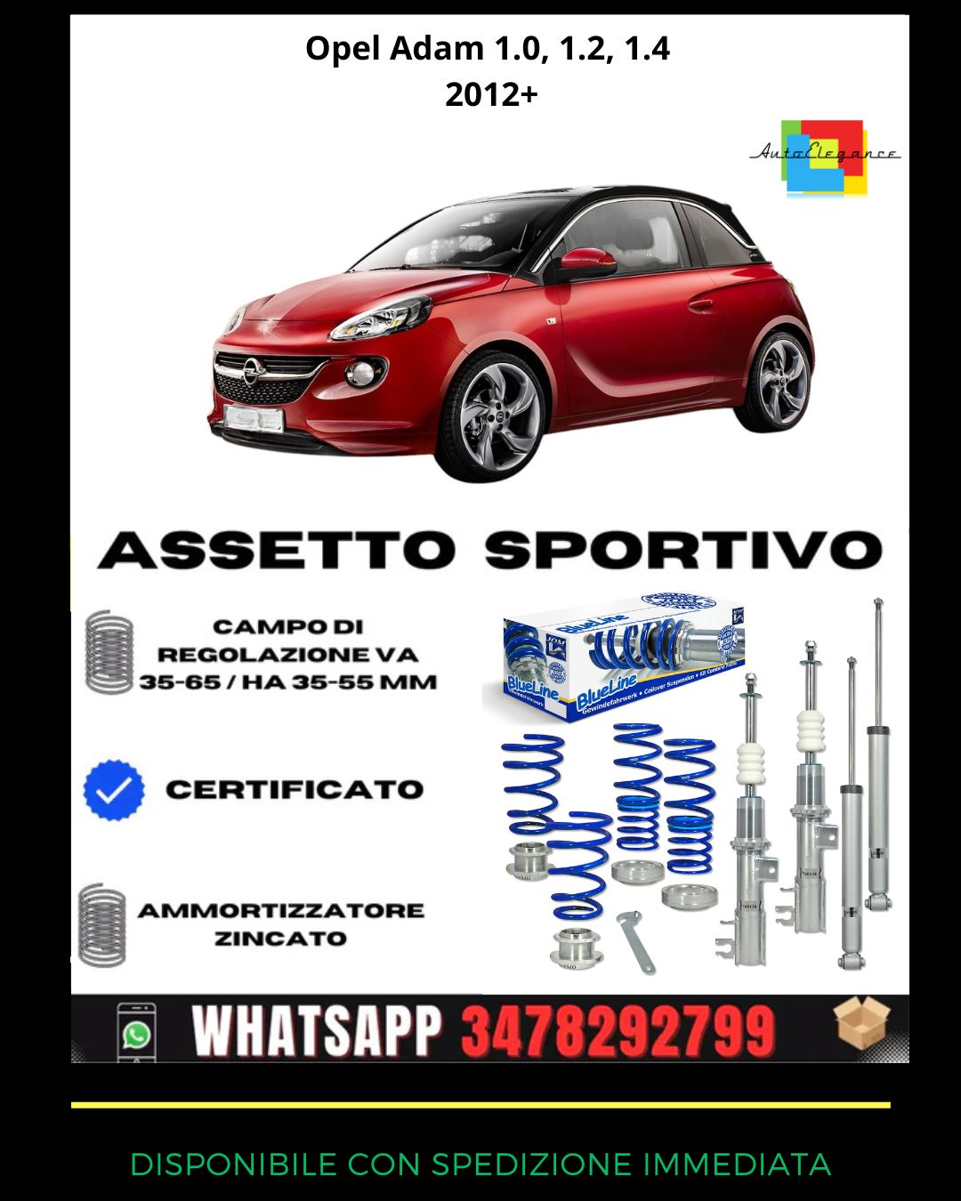 🔥Assetto sportivo ADATTO PER Opel Adam 1.0, 1.2, 1.4  2012+🔥
