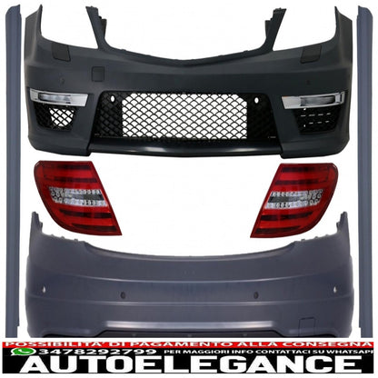 body kit suitable for mercedes c-class w204 (2007-2015) restyling c63 design with led rear lights 