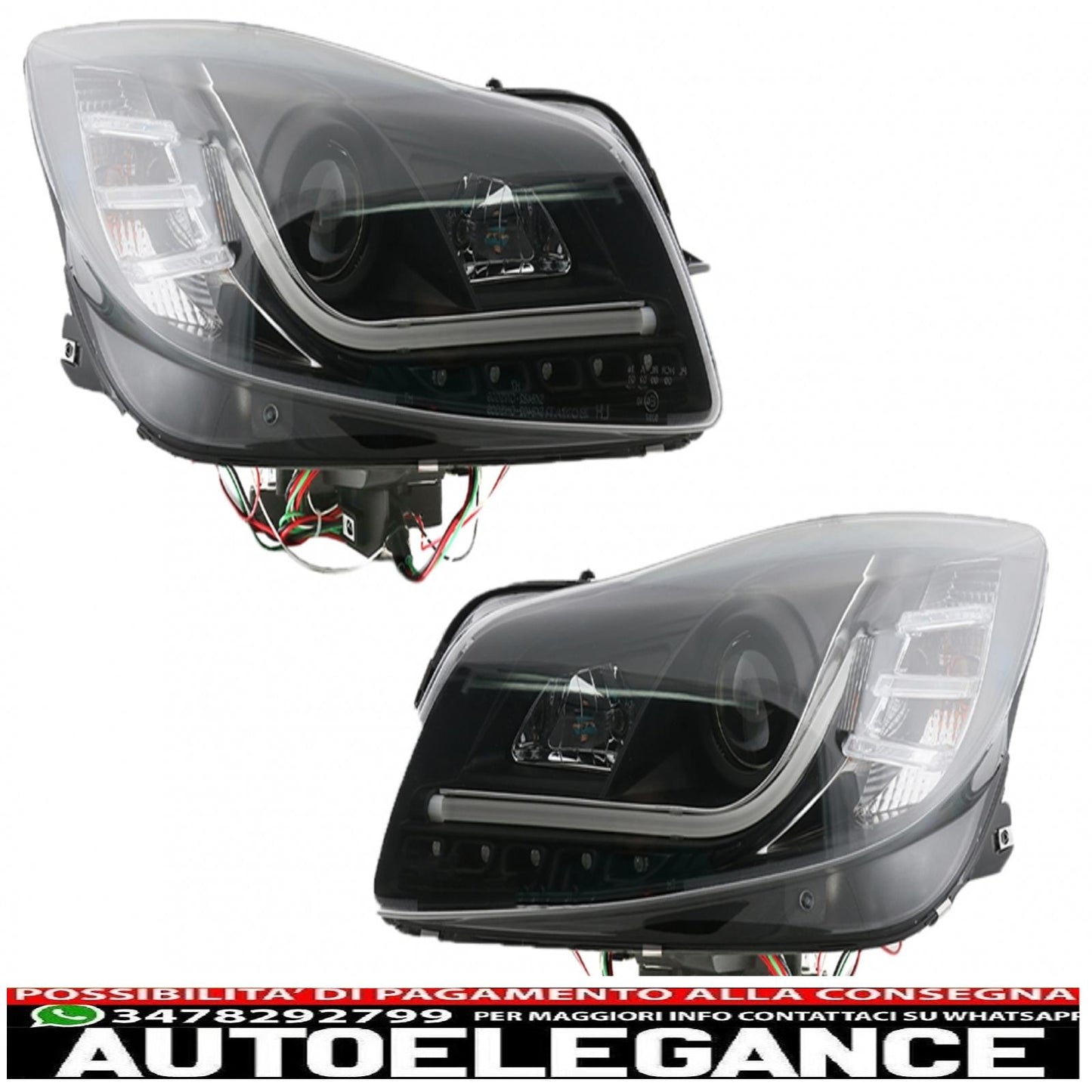led drl headlights suitable for opel insignia (2008-2012) black daytime running lights