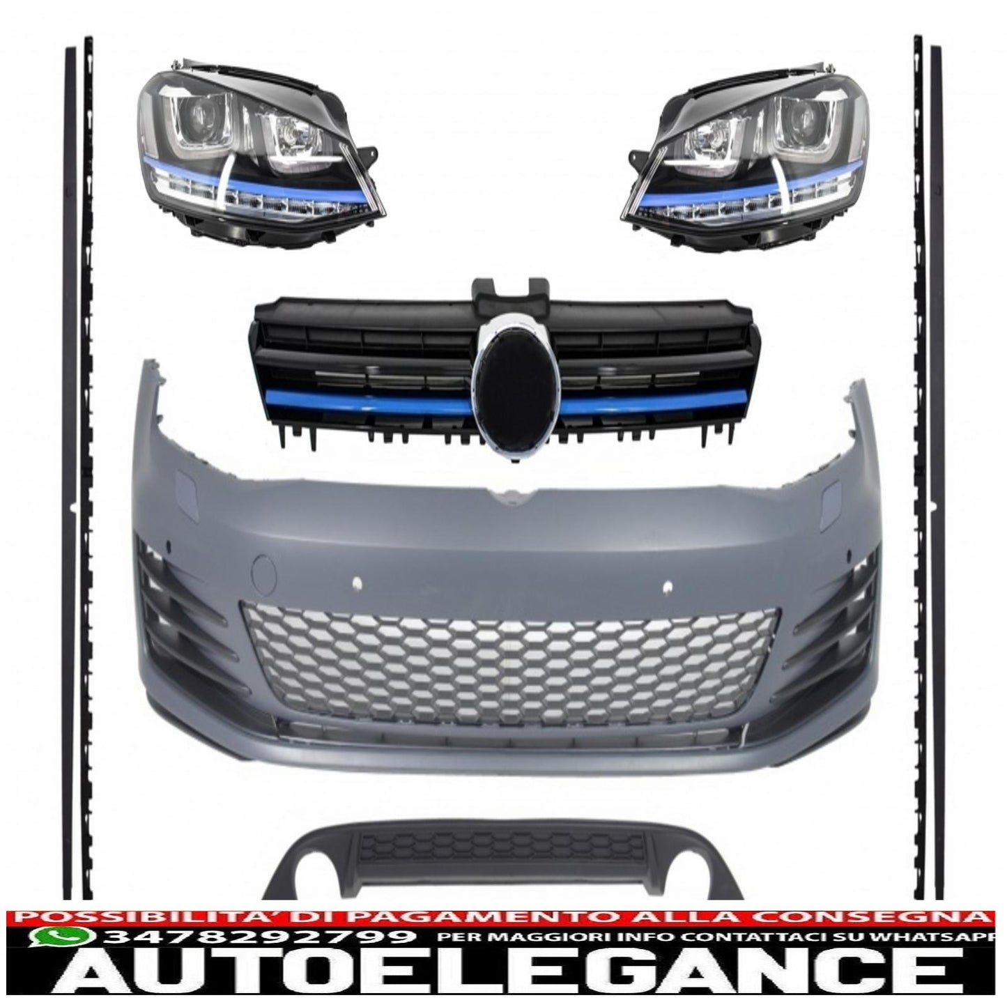 complete body kit suitable for volkswagen golf 7 vii (2013-2017) gte design blue edition 