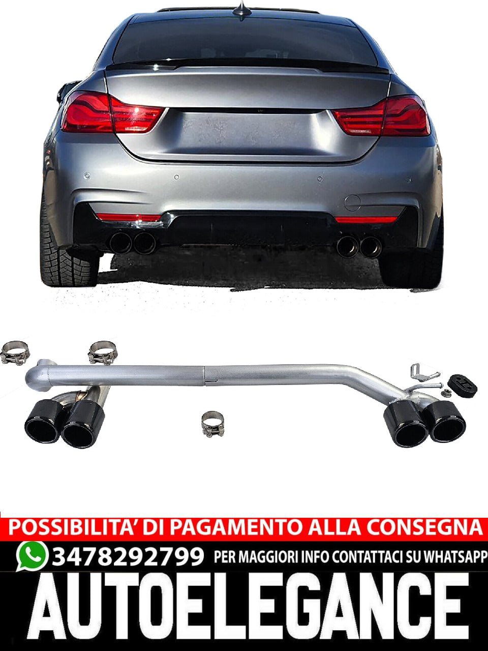 Duplex exhaust pipe conversion look 4 pipes suitable for BMW F32 F33 F36 425 428 430 