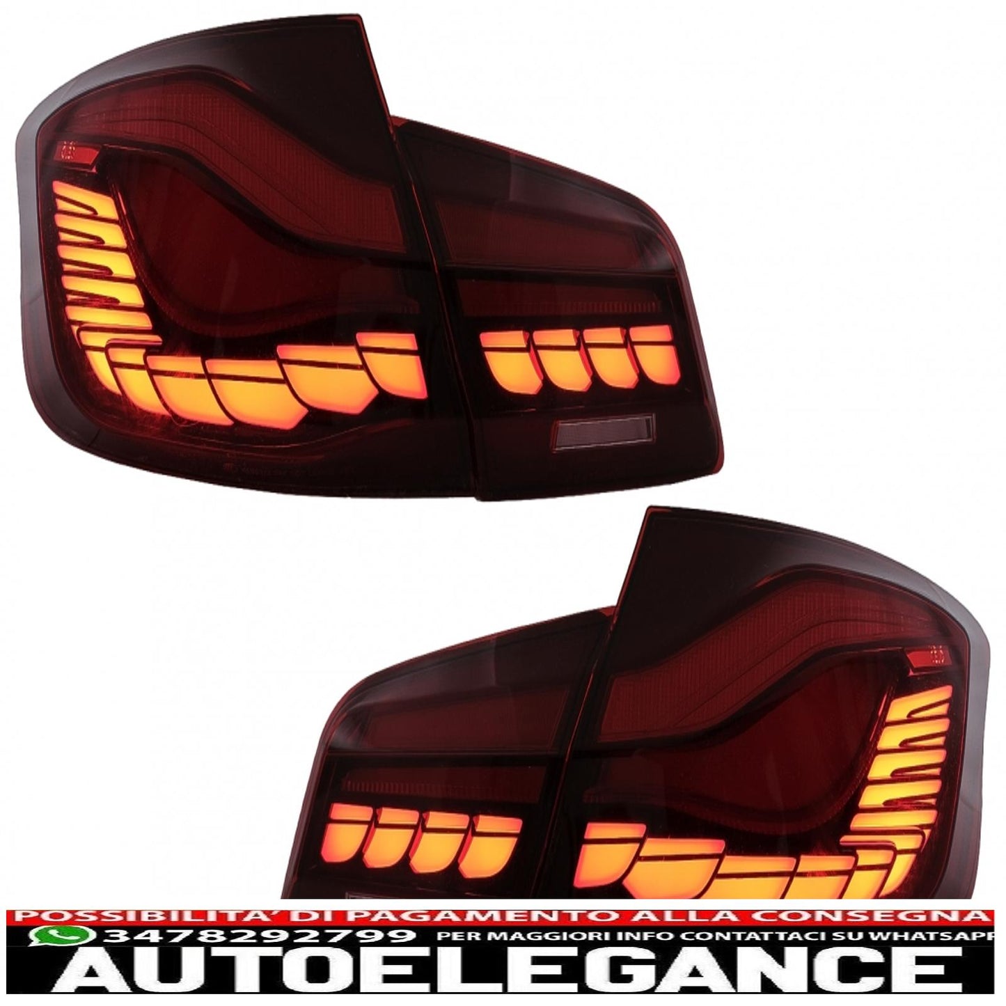 oled rear lights suitable for bmw 5 series f10 (2011-2017) transparent red with dynamic sequential turning light