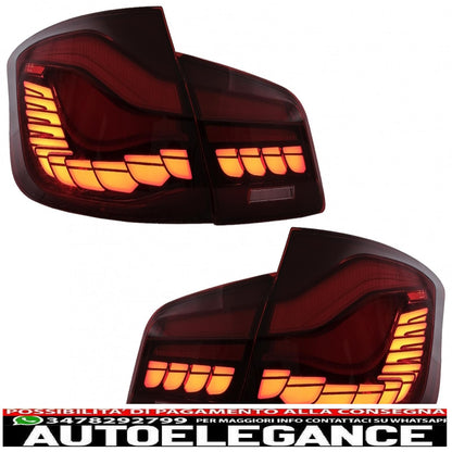 oled rear lights suitable for bmw 5 series f10 (2011-2017) transparent red with dynamic sequential turning light