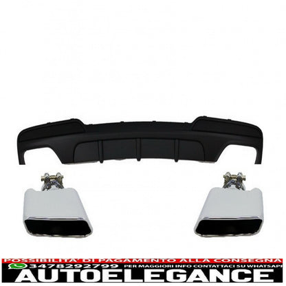 diffusore d'aria a doppia uscita adatto per bmw f10 serie 5 (2011-2017) design m-performance con terminali di scarico v8 lci design quadrato