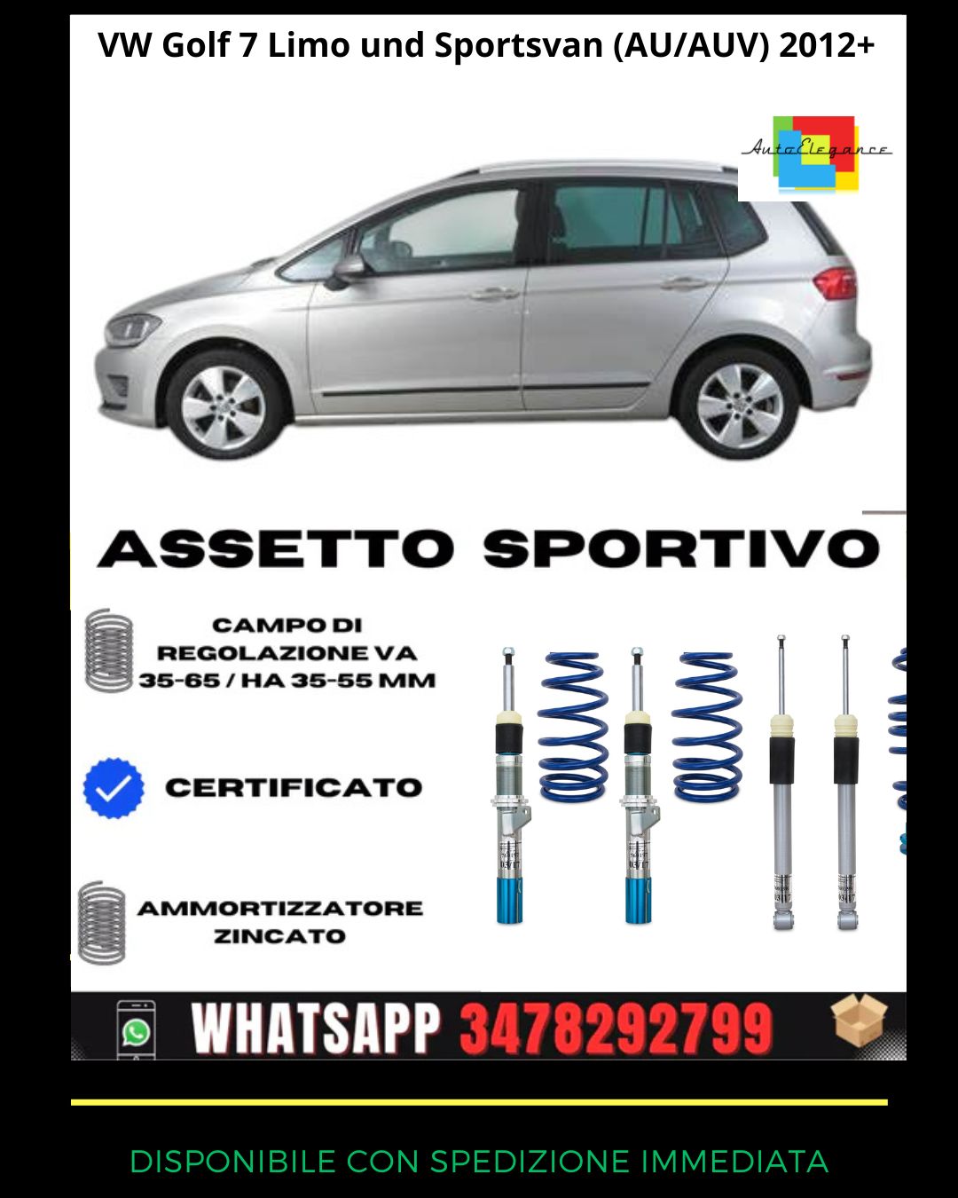 🔥Sports suspension FOR VW Golf 7 Limo and Sportsvan (AU/AUV) 1.6 TDI 2012+🔥