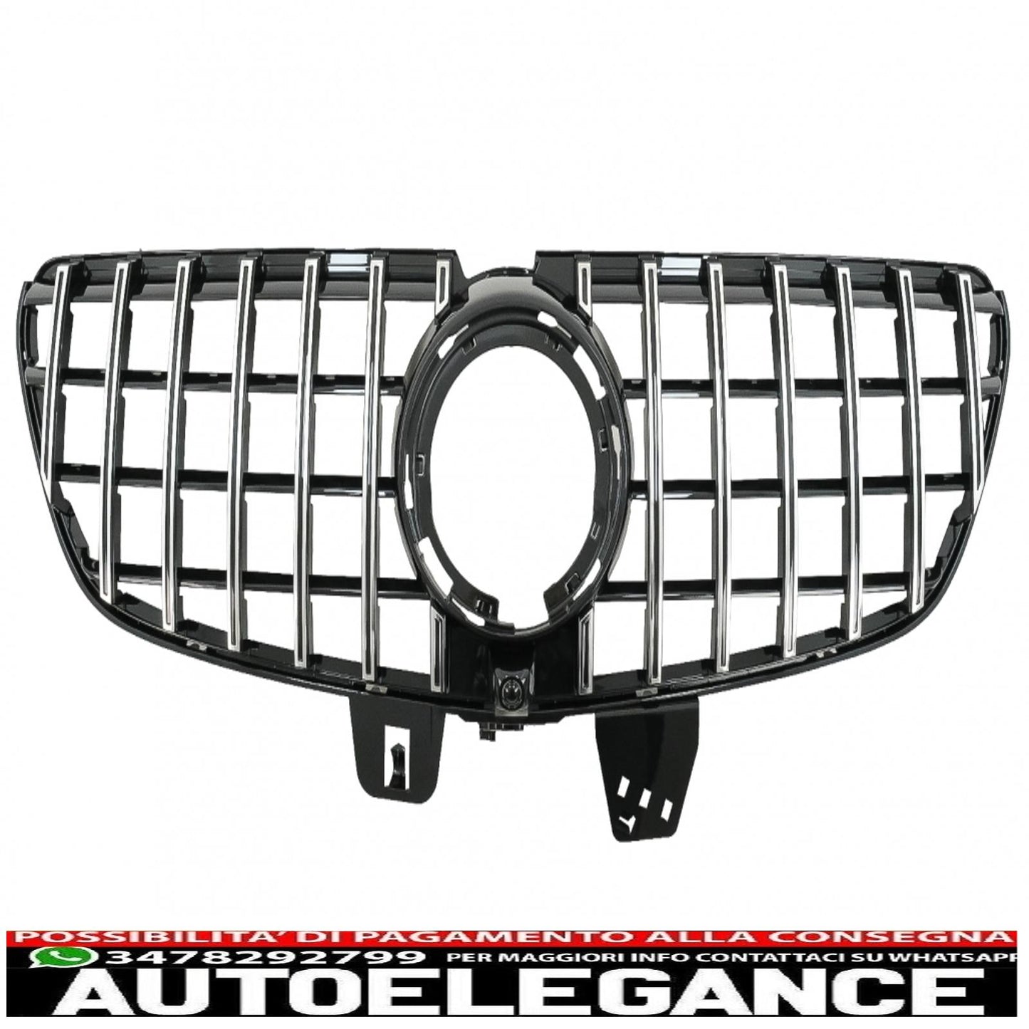 central grille suitable for mercedes v class w447 facelift (2020 onwards) gt r design panamericana black chrome