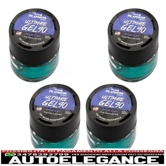 Paradise Fresh Air Ultimate gel deodorante per ambienti serie Platinum elimina odori 4 vasetti per auto nuove nero