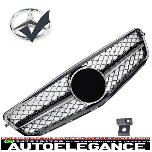 Griglia del radiatore sportiva per Mercedes W204 S204 nero lucido