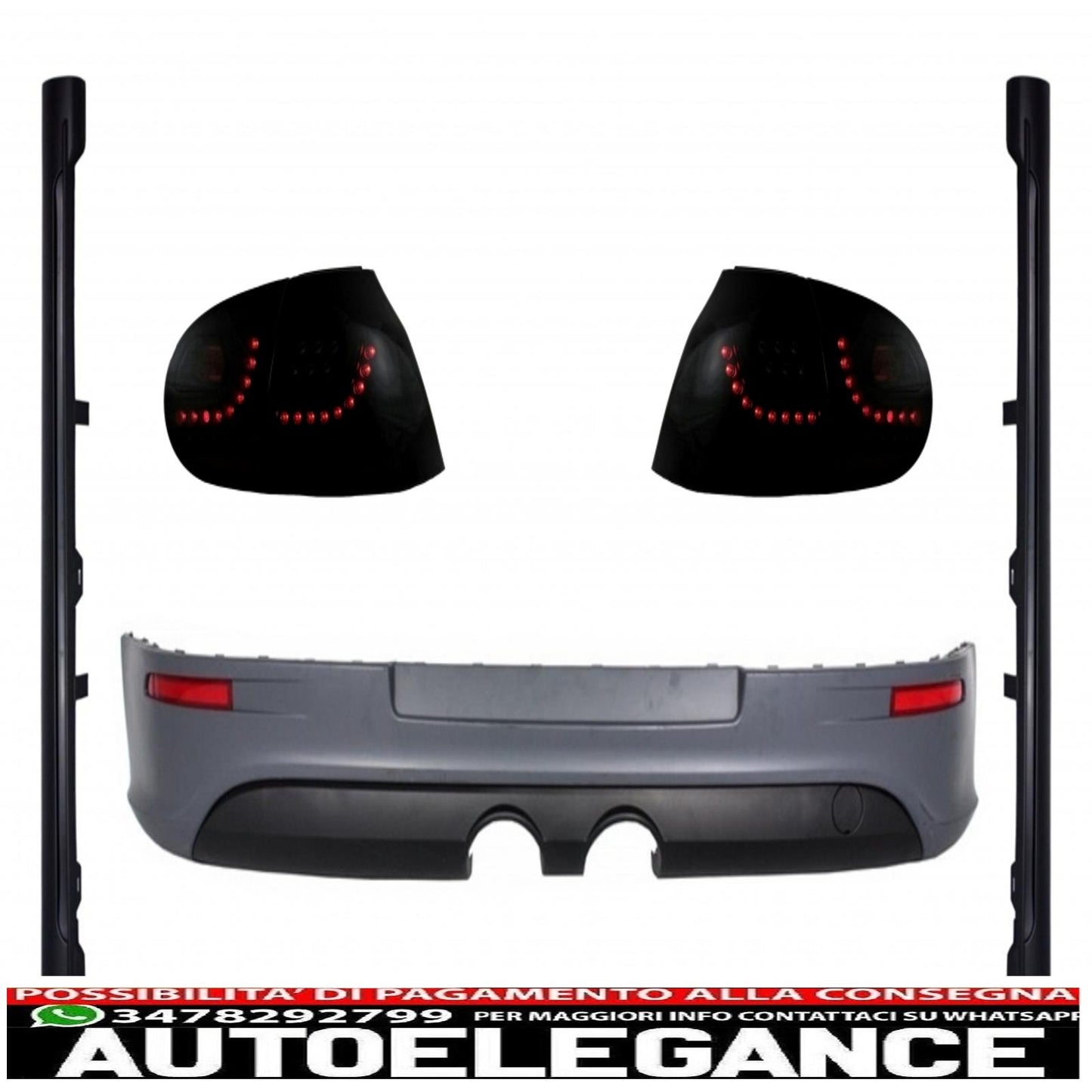 black smoke led rear lights dynamic sequential lights with rear bumper extension and side skirts suitable for vw golf 5 (2004-2007) urban style design r32