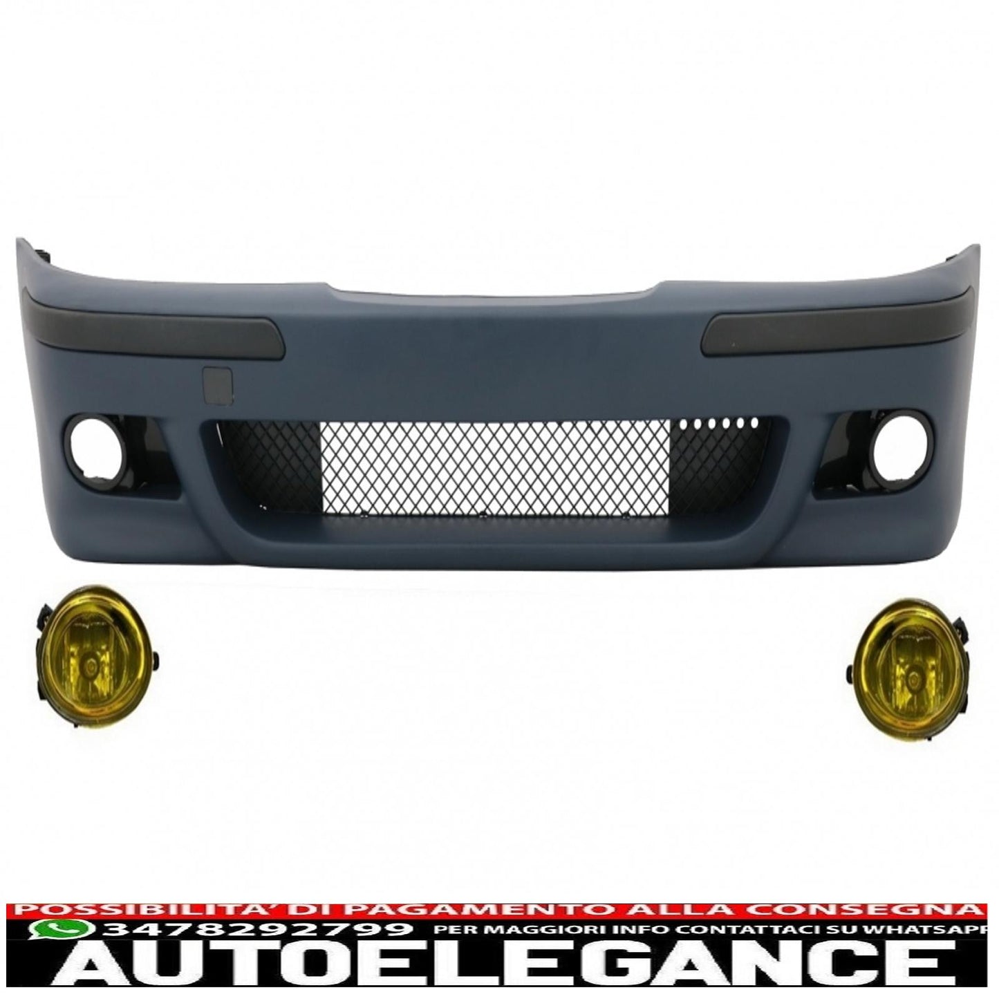 paraurti anteriore adatto per bmw e39 serie 5 (1995-2003) con fendinebbia gialli look m5