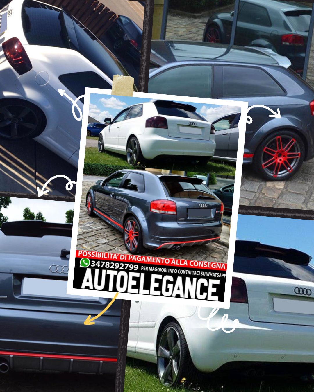 SPOILER POSTERIORE ADATTO PER AUDI A3 8P 3 PORTE RS3 STILE ( 2003-2012 )