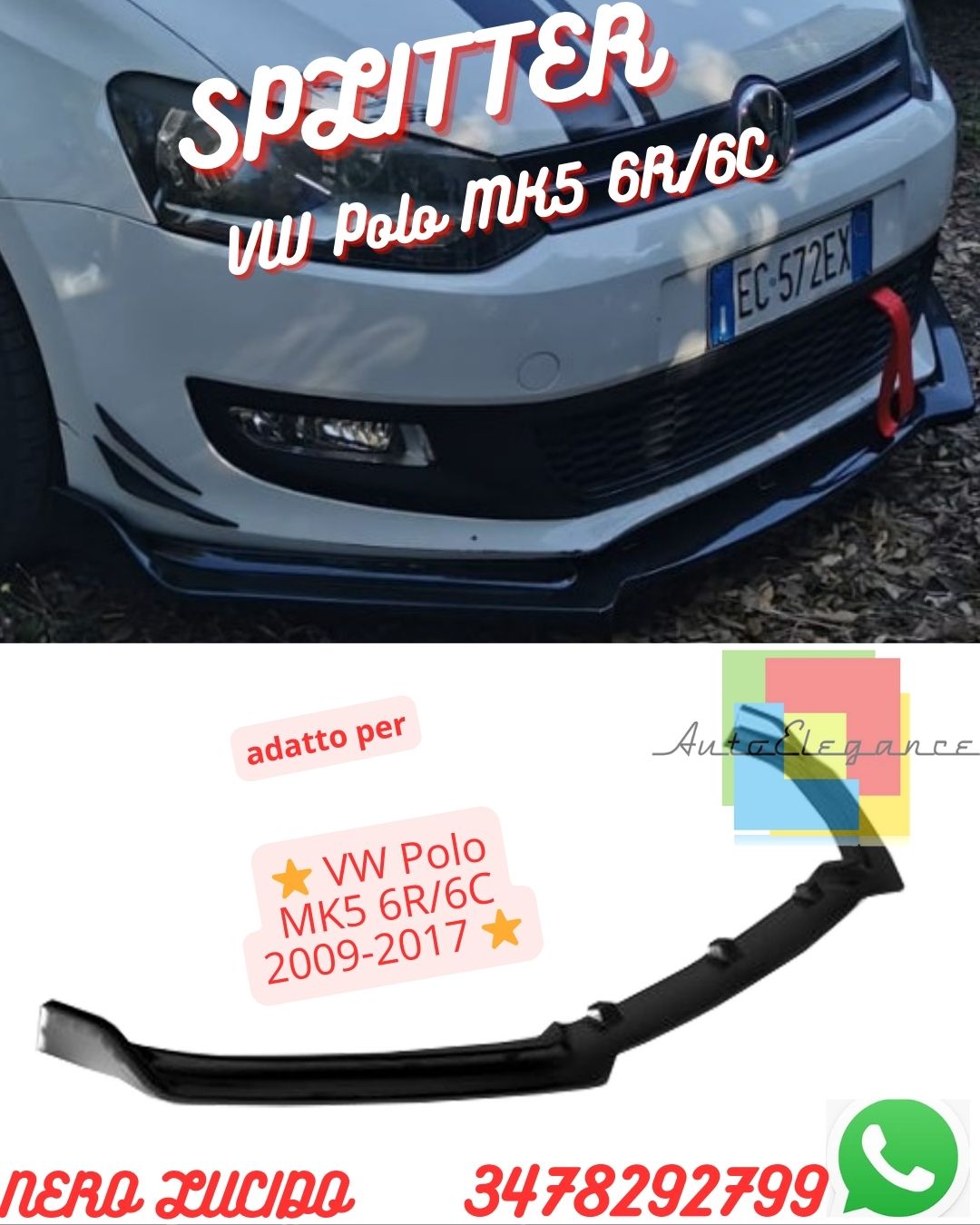 SPLITTER ADATTO PER ⭐⭐VW Polo MK5 6R/6C 2009-2017⭐⭐