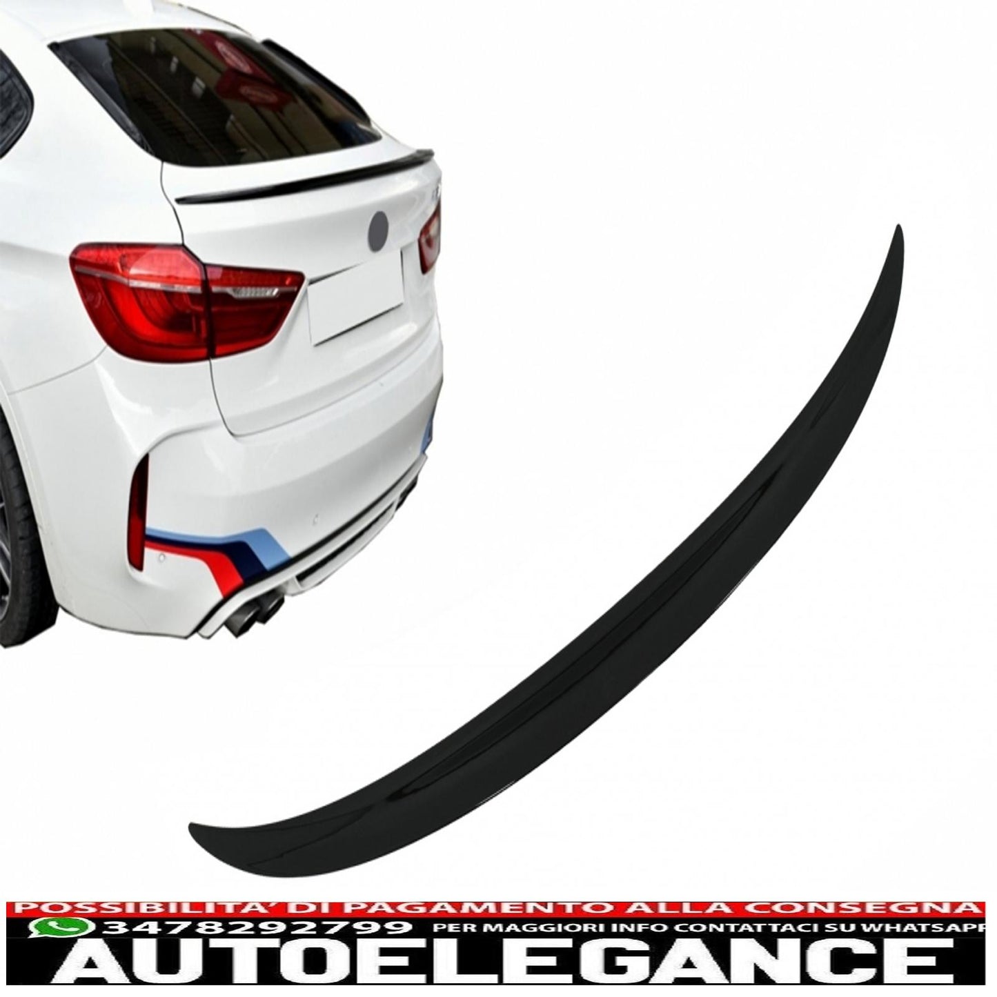 Trunk Spoiler Suitable for BMW X6 F16 (2015-up) Sporty Design Piano Black 